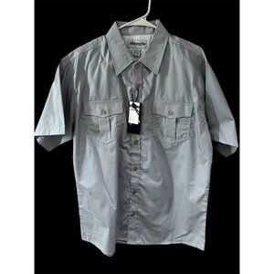 Ablanche New York Mens Large Gray Button Up Short Sleeve Shirt NEW